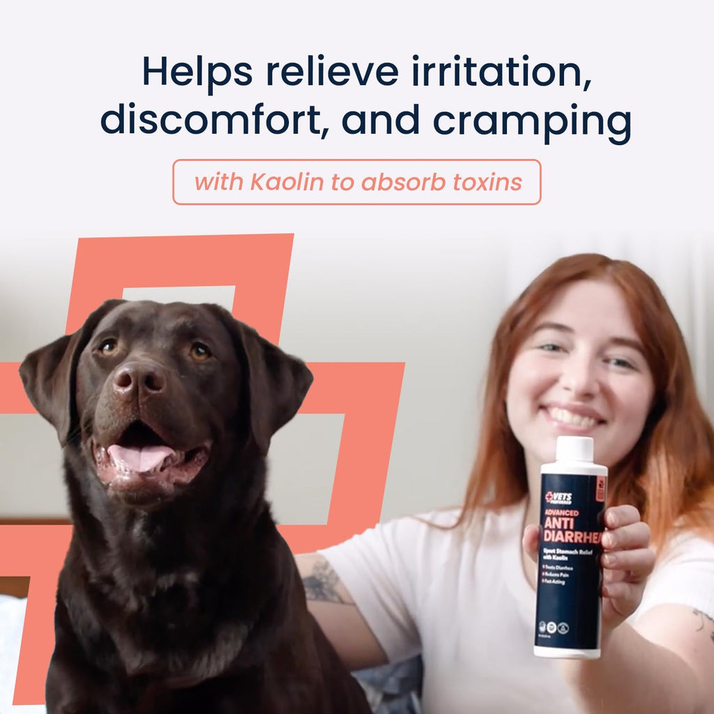 Anti-Diarrhea & Gas Relief for Dogs – Kaolin Formula to Soothe Upset Stomach & Support Digestive Health – All Breed & Size Dogs – 8 Fl Oz Liquid – Made in USA