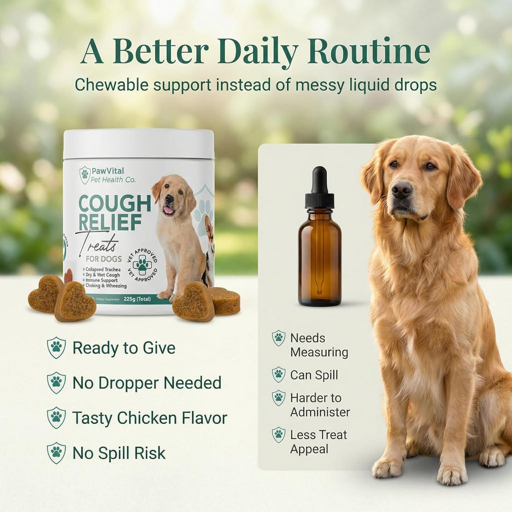 Dog Cough Medicine - 100% Natural Respiratory Support - Relief for Cough and Breathing Discomfort - All-Natural Treats Made with Real Chicken